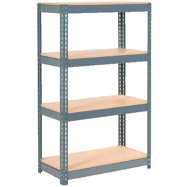 Extra Heavy Duty Shelving 36W x 24D x 60H With 4 Shelves, Wood Deck, Gry